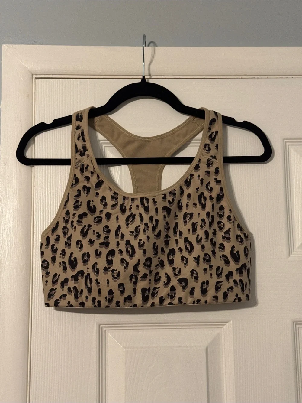 Old Navy Taupe Leopard Print Racerback Sports Bra - Picture 1 of 2